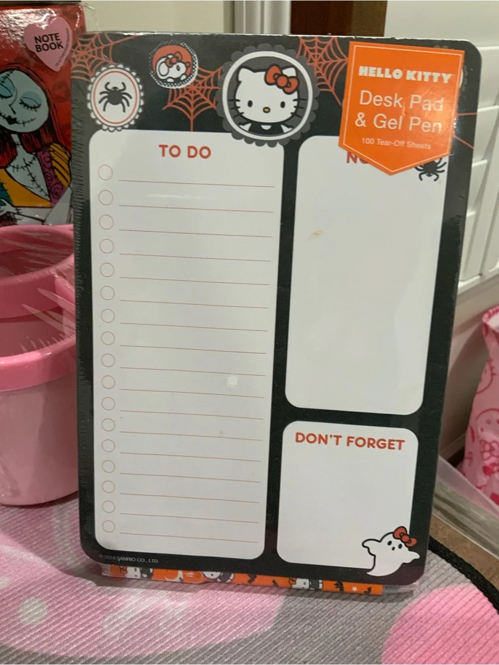 Hello Kitty Halloween Notepad Desk Pad - Black, Orange, White